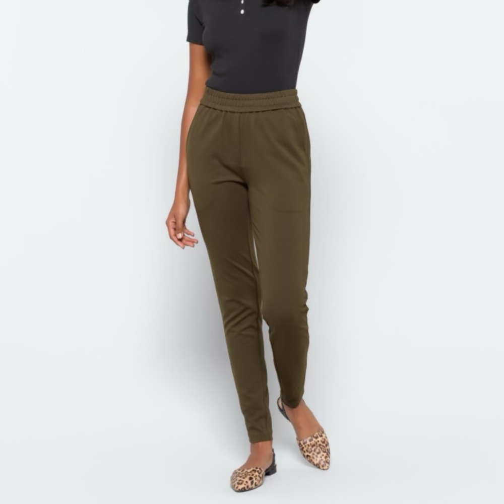 Lysse Autumnal Gathered Waist Pant Olive Size L